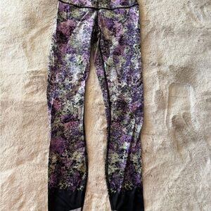 Lululemon Athletica Purple and Black Floral Leggings